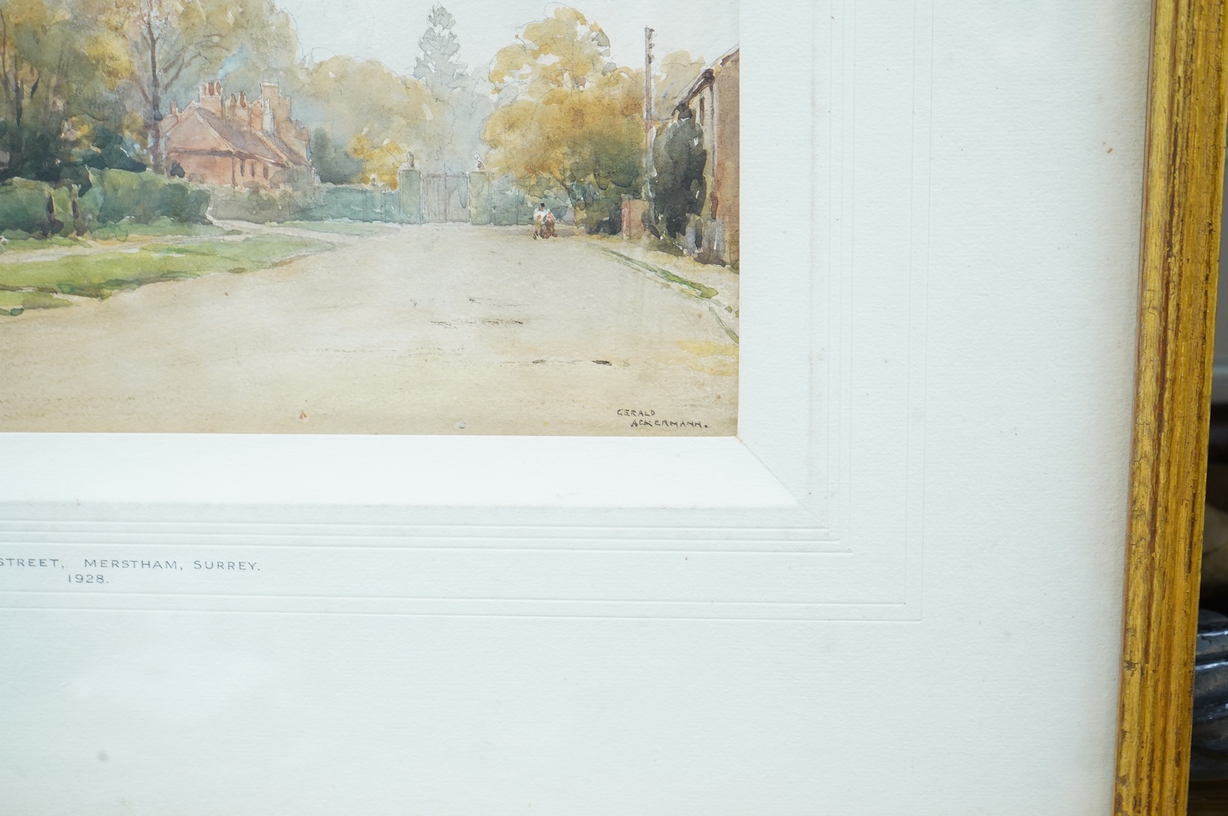 Gerald Ackermann (1876-1960),'Quality Street, Merstham, Surrey', signed, watercolour, 24 x 36cm